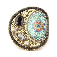 Women's Fancy Stone Ring - Golden - Black - test-store-for-chase-value