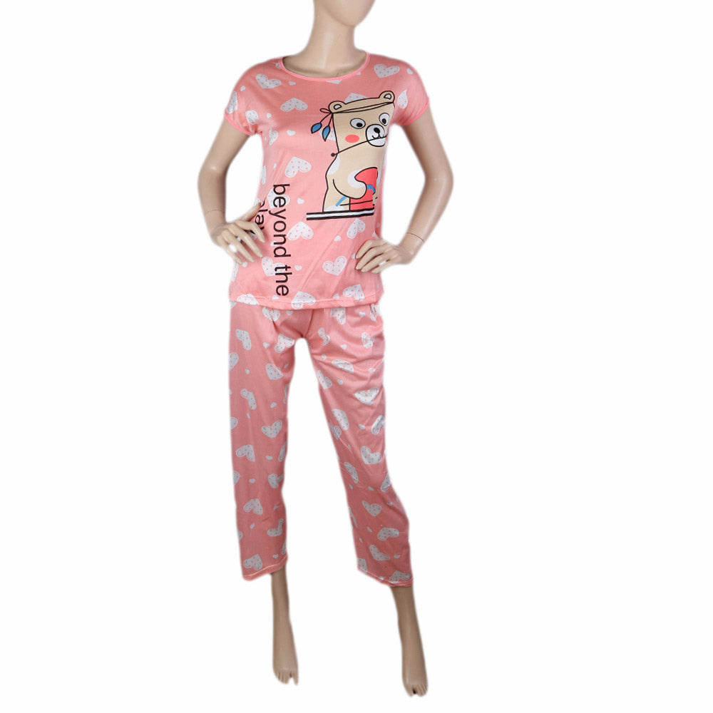 Women's 2 Piece Night Suit - Dark Pink, Women, Night Suit, Chase Value, Chase Value