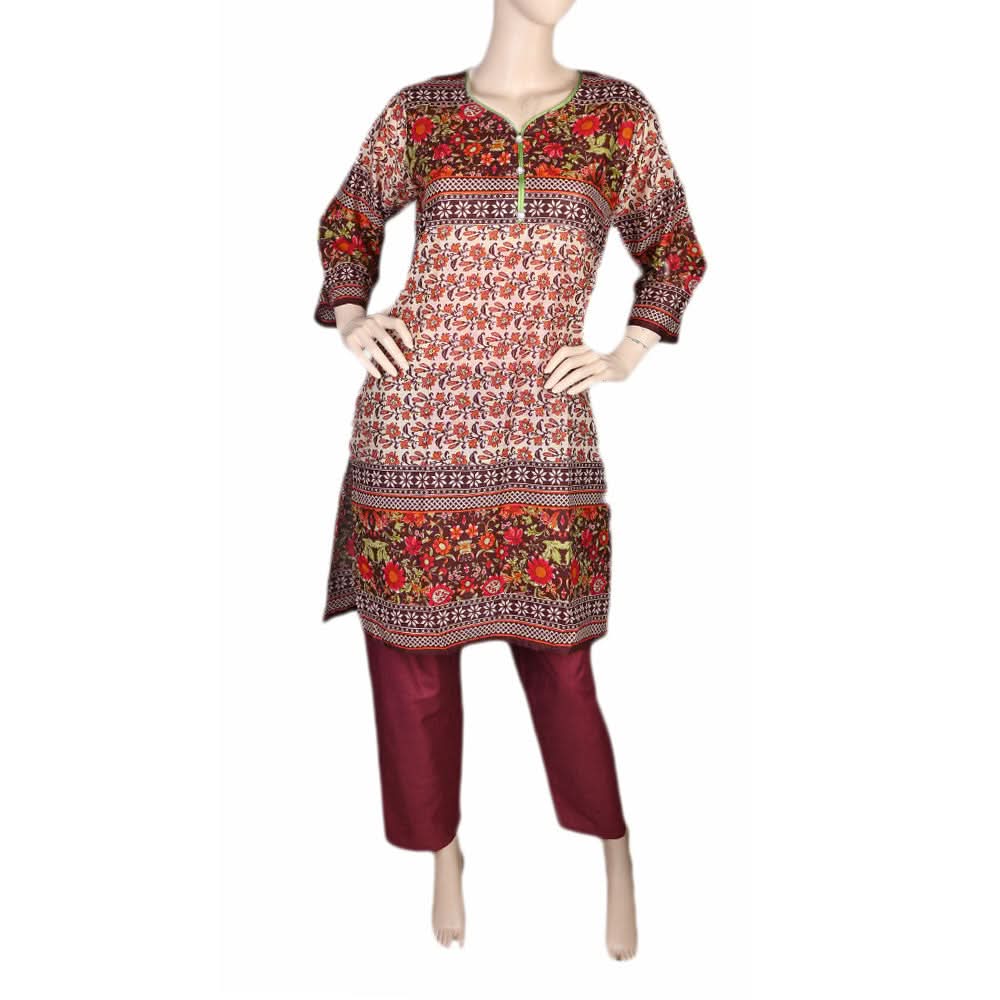 Women's Printed Lawn 2 Pcs Stitched Suit - Multi, Women, Shalwar Suits, Chase Value, Chase Value