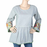 Women's Pleated Western Top - Grey, Women, T-Shirts And Tops, Chase Value, Chase Value