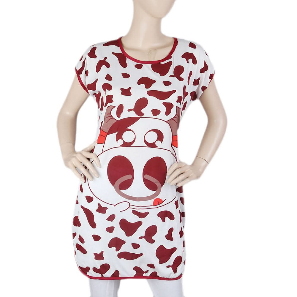 Women's Night T Shirt - Maroon, Women, Night Suit, Chase Value, Chase Value