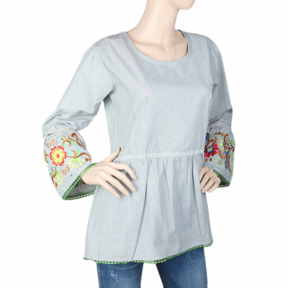 Women's Pleated Western Top - Grey, Women, T-Shirts And Tops, Chase Value, Chase Value