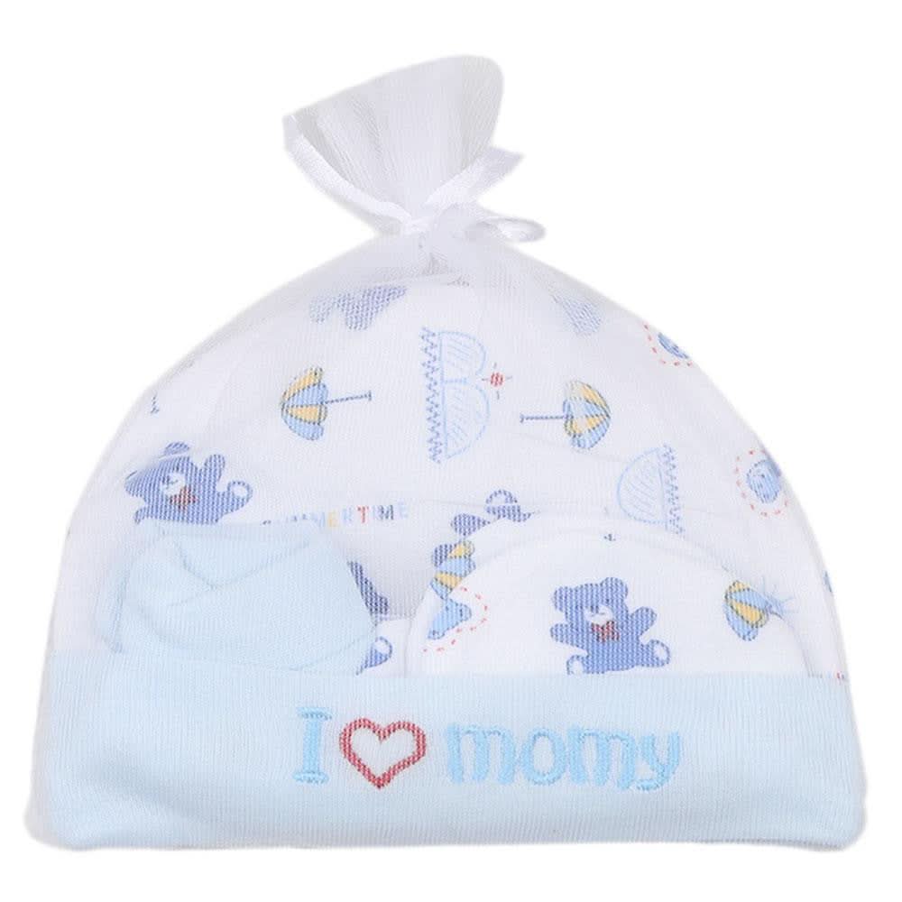 Newborn Cap Set 3 Pcs - Blue - test-store-for-chase-value