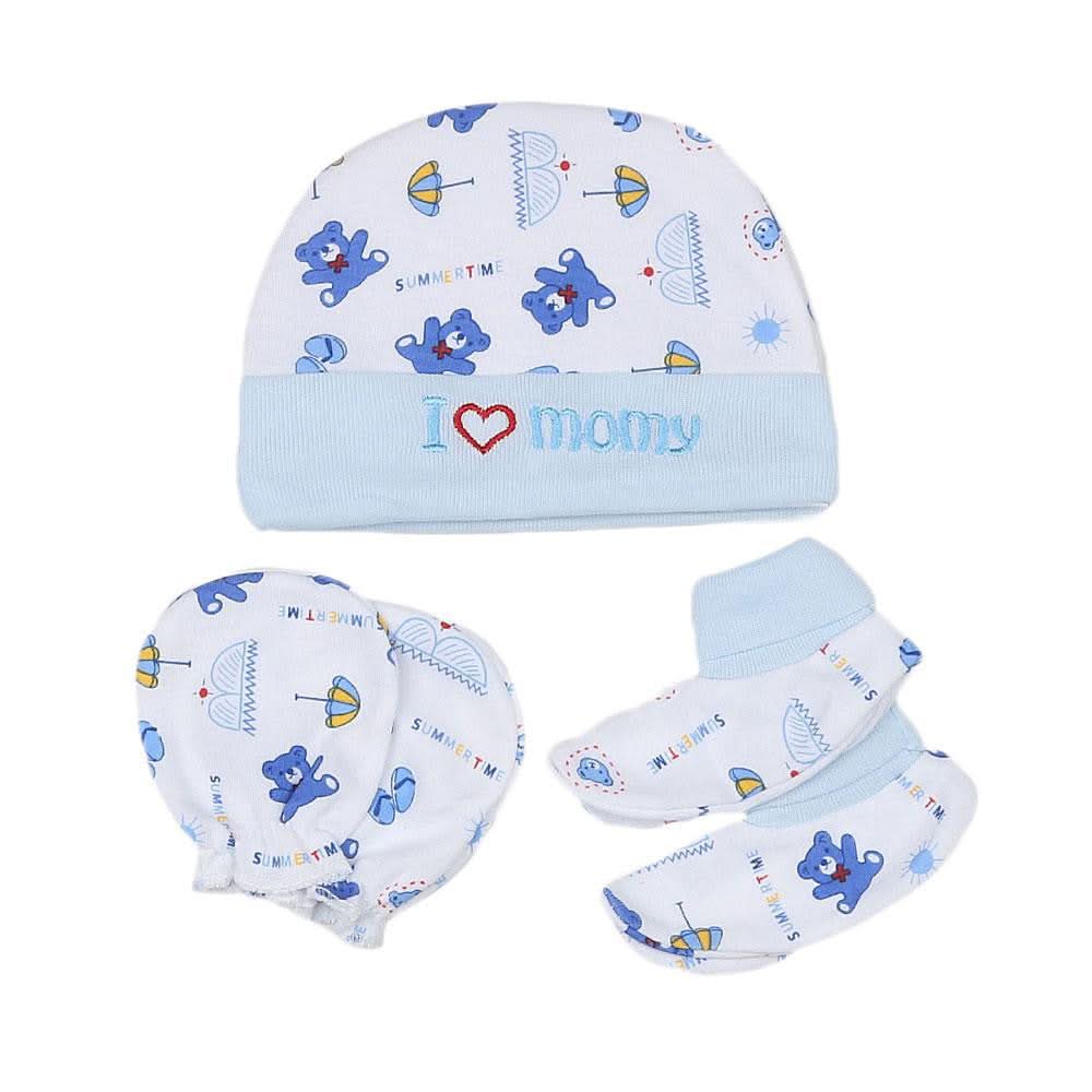 Newborn Cap Set 3 Pcs - Blue - test-store-for-chase-value