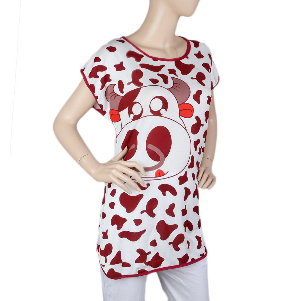 Women's Night T Shirt - Maroon, Women, Night Suit, Chase Value, Chase Value