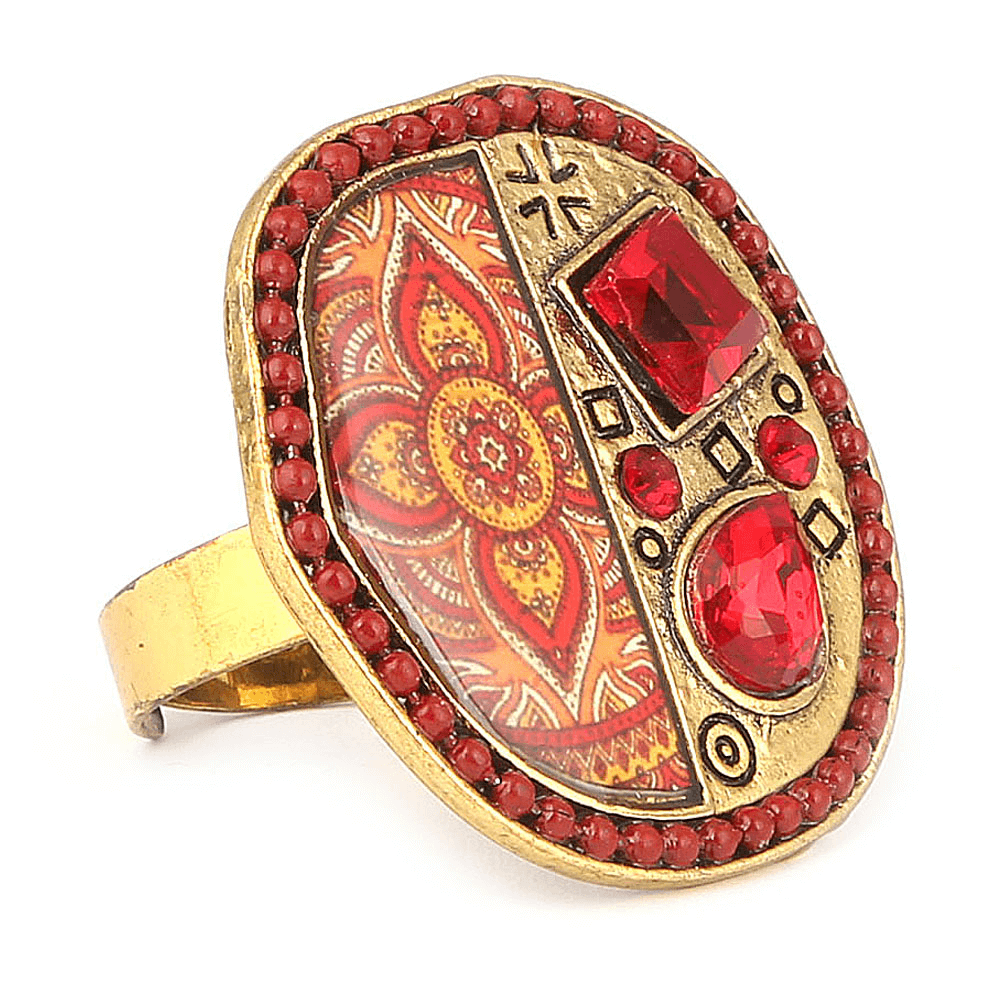 Women's Fancy Stone Ring - Golden - Red - test-store-for-chase-value