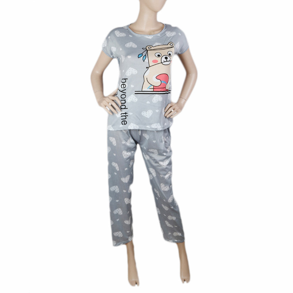 Women's 2 Piece Night Suit - Grey, Women, Night Suit, Chase Value, Chase Value