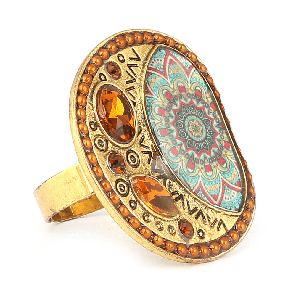 Women's Fancy Stone Ring - Golden - Mustard - test-store-for-chase-value