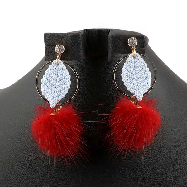 Women's Fur Earrings - Red - test-store-for-chase-value