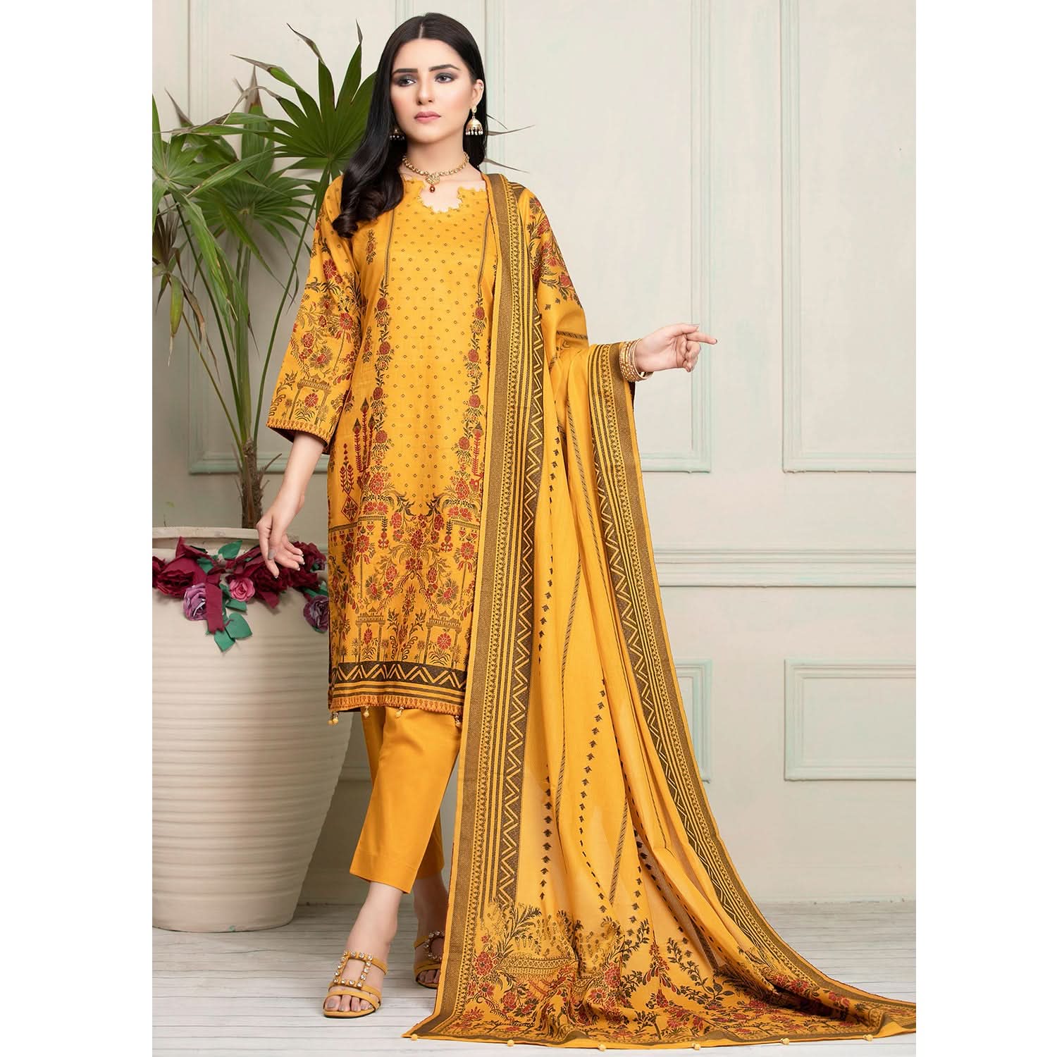 Ruhi Jacquard Banarsi 3 Pcs Un-Stitched Suit - 1, Women, 3Pcs Shalwar Suit, Rana Arts, Chase Value