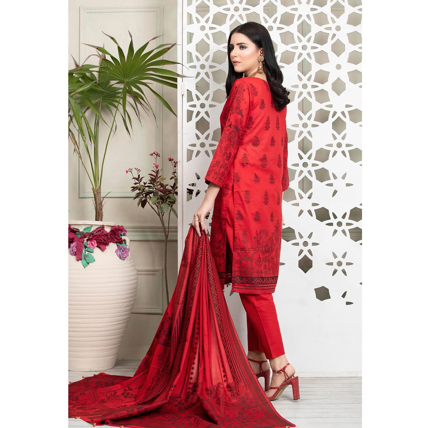 Ruhi Jacquard Banarsi 3 Pcs Un-Stitched Suit - 3, Women, 3Pcs Shalwar Suit, Rana Arts, Chase Value