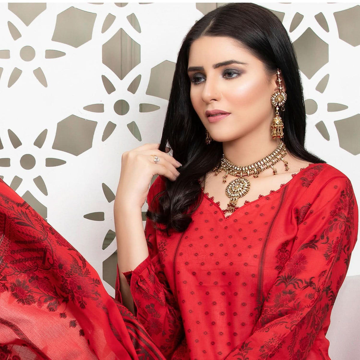 Ruhi Jacquard Banarsi 3 Pcs Un-Stitched Suit - 3, Women, 3Pcs Shalwar Suit, Rana Arts, Chase Value