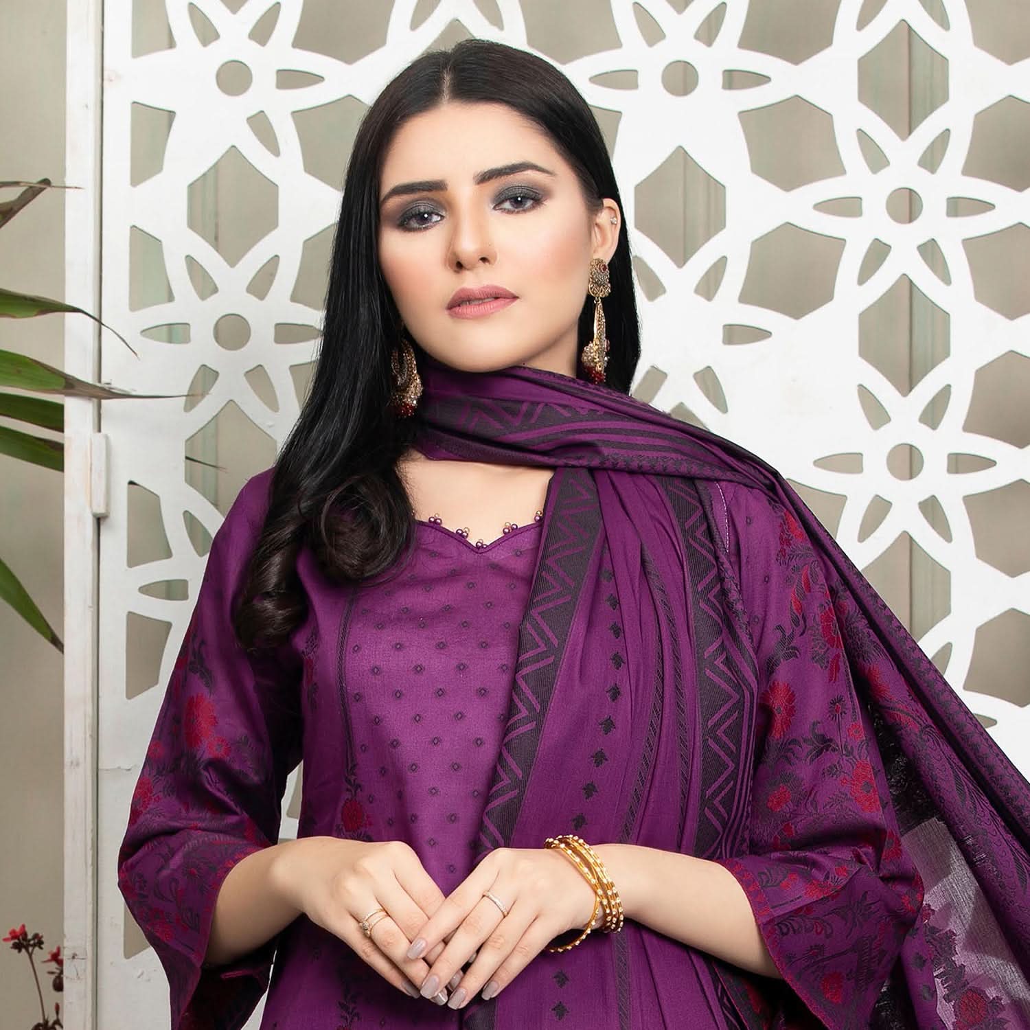 Ruhi Jacquard Banarsi 3 Pcs Un-Stitched Suit - 5, Women, 3Pcs Shalwar Suit, Rana Arts, Chase Value