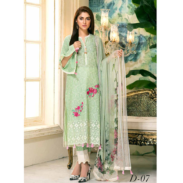 Noor Jahan Bareeze Chikan Kari 3 Pcs Un-Stitched Suit - 7, Women, 3Pcs Shalwar Suit, Noor Jahan, Chase Value