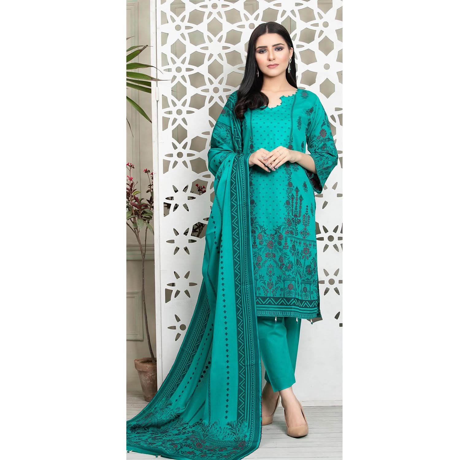 Ruhi Jacquard Banarsi 3 Pcs Un-Stitched Suit - 9, Women, 3Pcs Shalwar Suit, Rana Arts, Chase Value