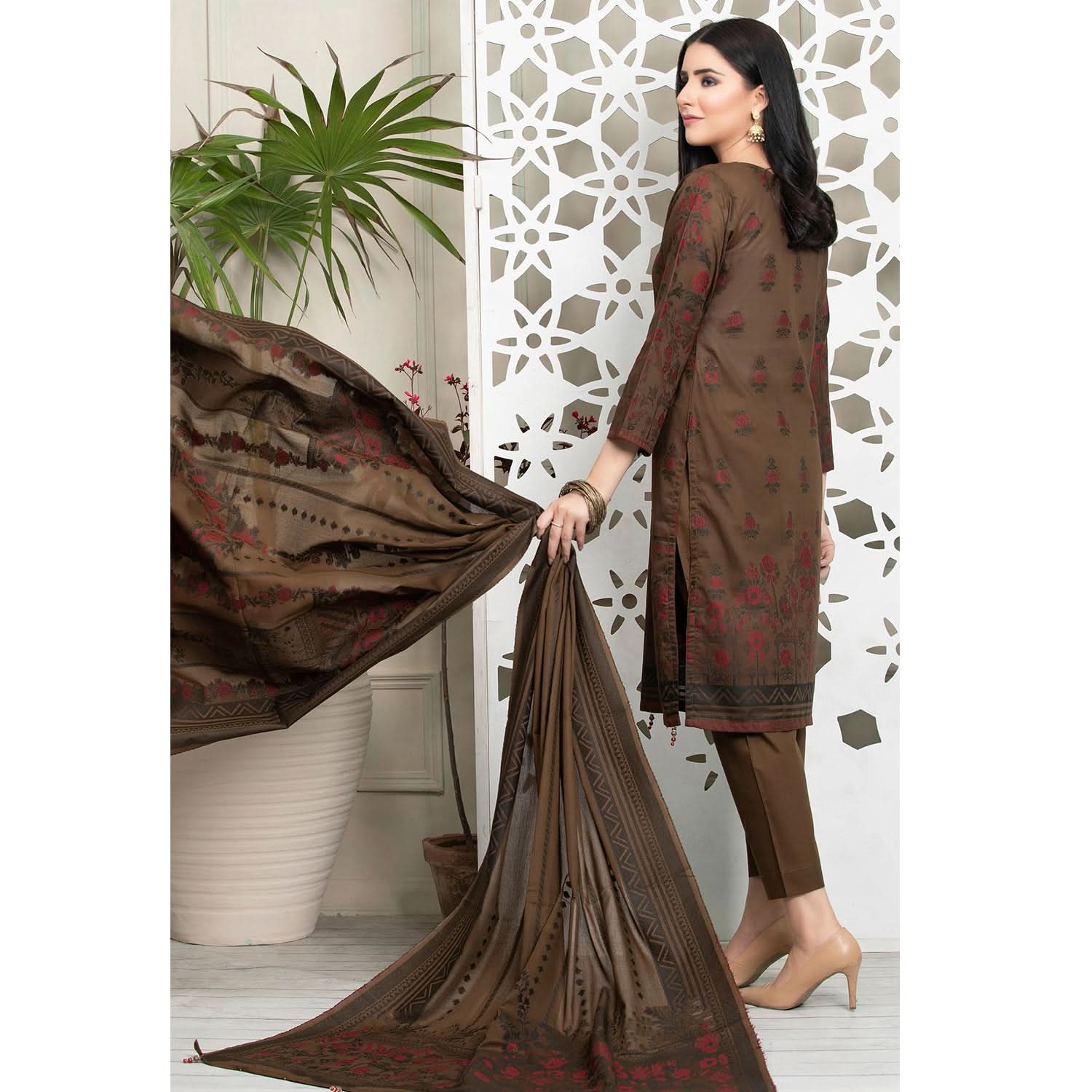 Ruhi Jacquard Banarsi 3 Pcs Un-Stitched Suit - 10, Women, 3Pcs Shalwar Suit, Rana Arts, Chase Value