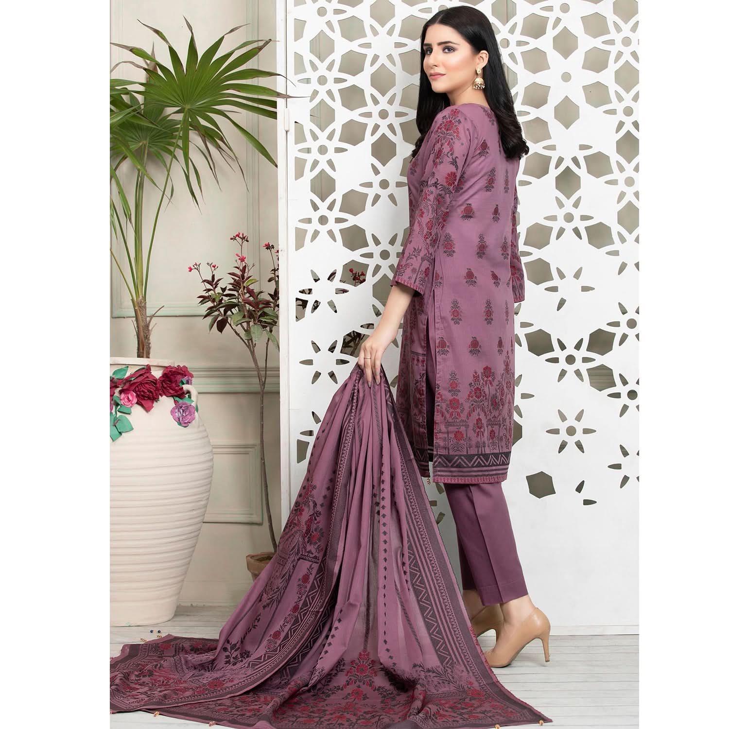 Ruhi Jacquard Banarsi 3 Pcs Un-Stitched Suit - 12, Women, 3Pcs Shalwar Suit, Rana Arts, Chase Value