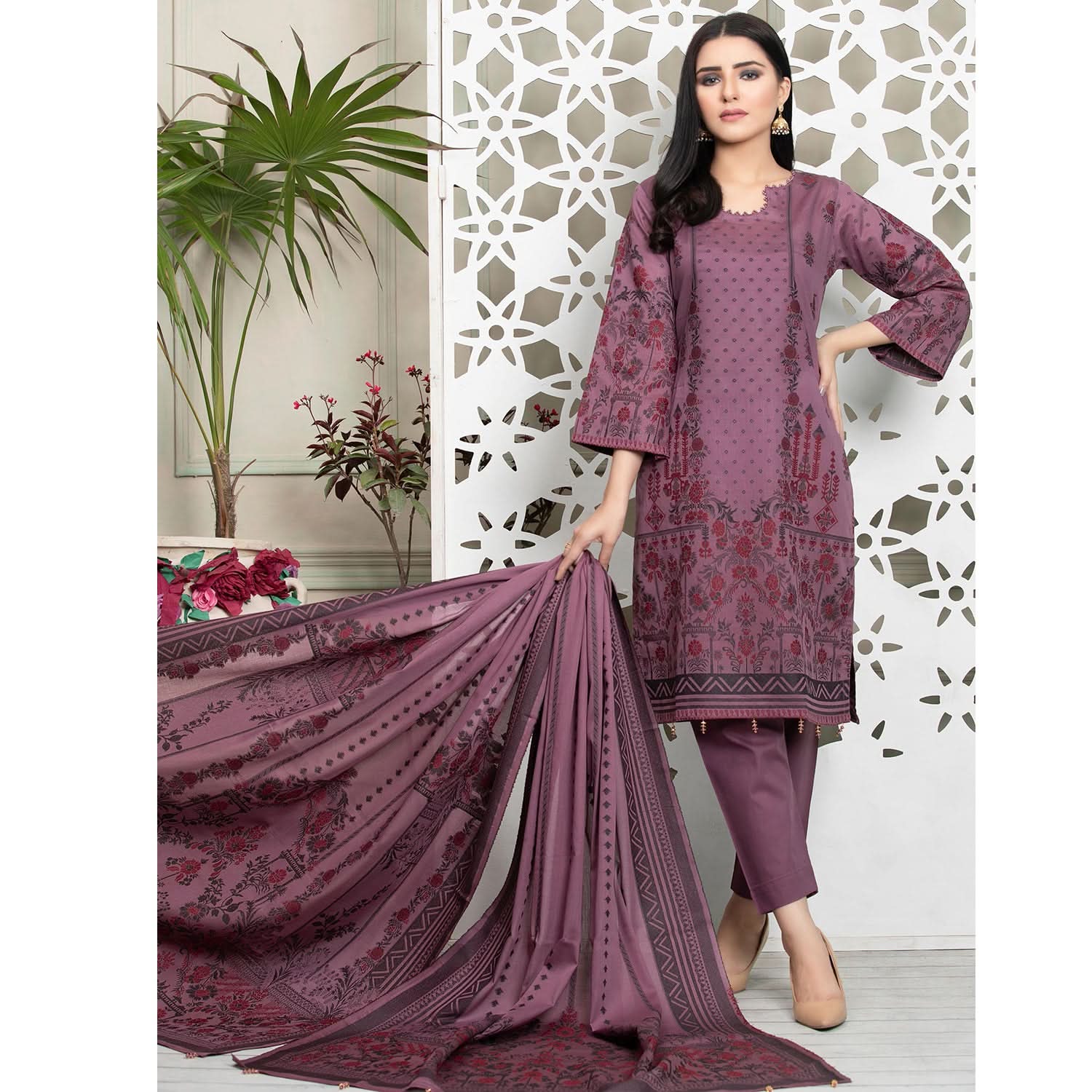 Ruhi Jacquard Banarsi 3 Pcs Un-Stitched Suit - 12, Women, 3Pcs Shalwar Suit, Rana Arts, Chase Value