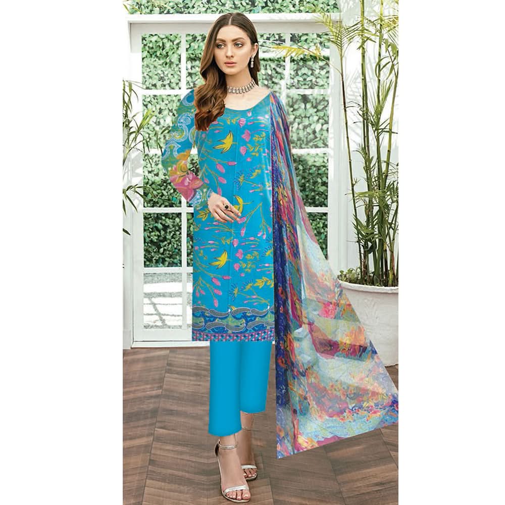 Noor Jahan Anmol Printed Lawn 3 Pcs Un-Stitched Suit - 5-B, Women, 3Pcs Shalwar Suit, Rana Arts, Chase Value