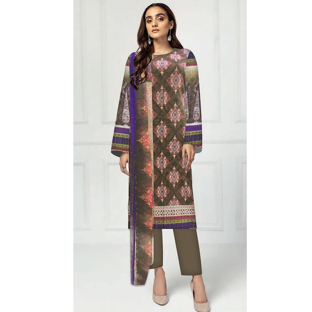 Noor Jahan Anmol Printed Lawn 3 Pcs Un-Stitched Suit - 6-B, Women, 3Pcs Shalwar Suit, Rana Arts, Chase Value