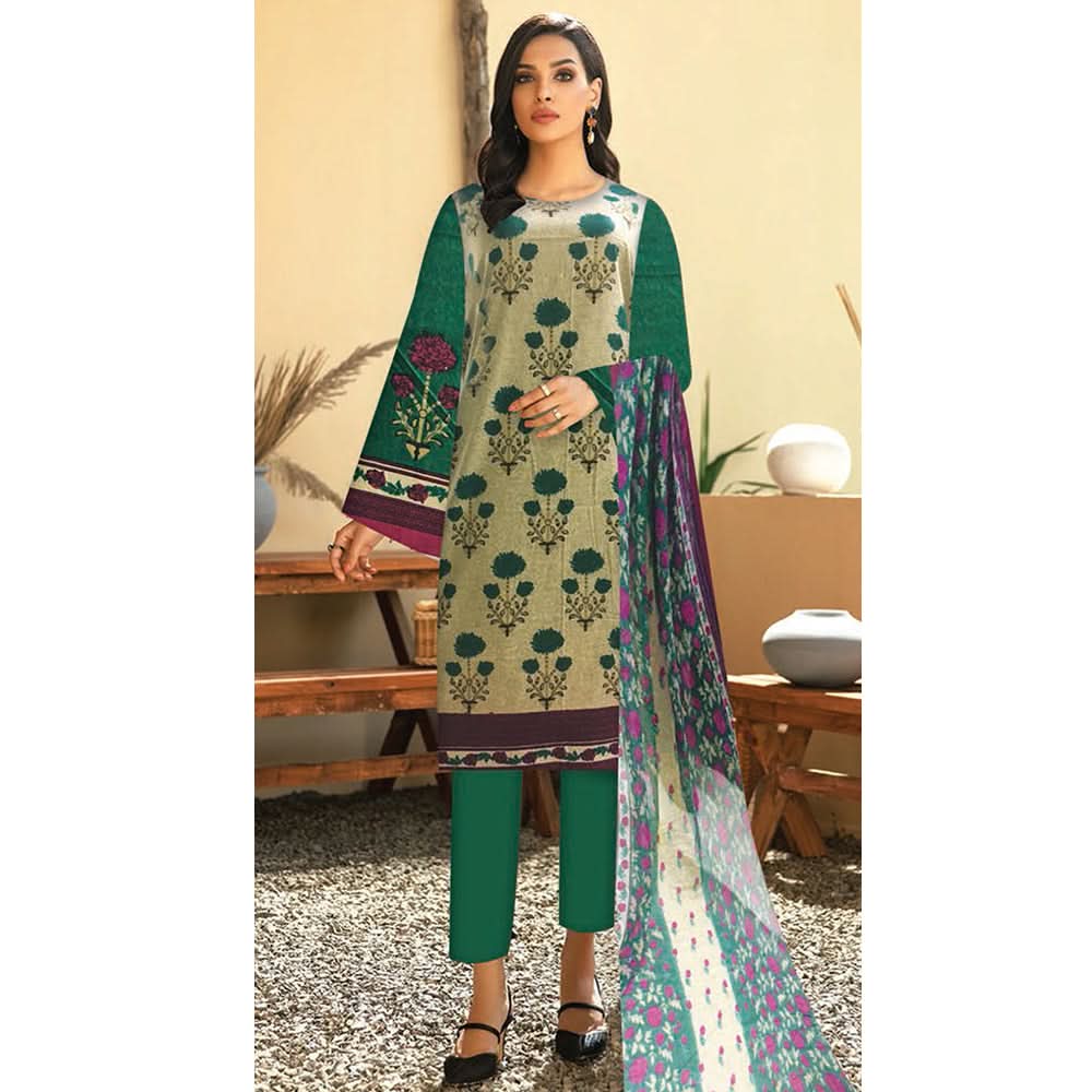 Noor Jahan Anmol Printed Lawn 3 Pcs Un-Stitched Suit - 7-A, Women, 3Pcs Shalwar Suit, Rana Arts, Chase Value
