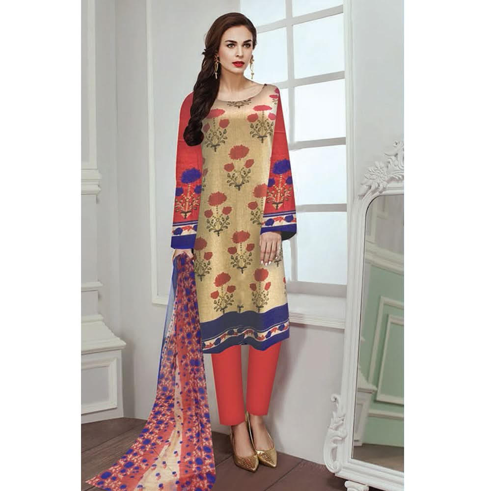 Noor Jahan Anmol Printed Lawn 3 Pcs Un-Stitched Suit - 7-B, Women, 3Pcs Shalwar Suit, Rana Arts, Chase Value