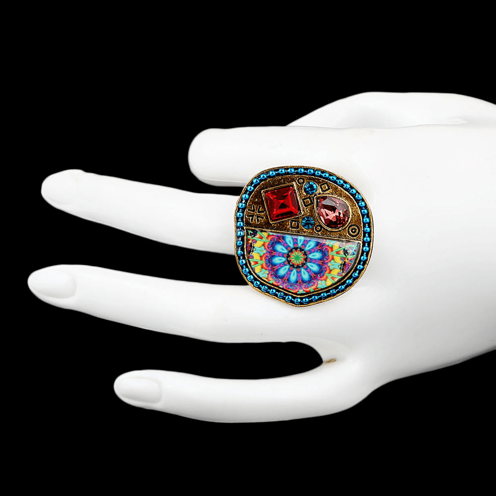 Women's Fancy Stone Ring - Golden - Blue - test-store-for-chase-value