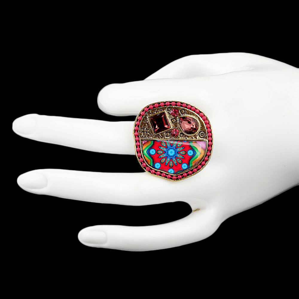 Women's Fancy Stone Ring - Golden - Pink - test-store-for-chase-value