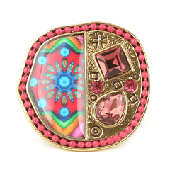 Women's Fancy Stone Ring - Golden - Pink - test-store-for-chase-value
