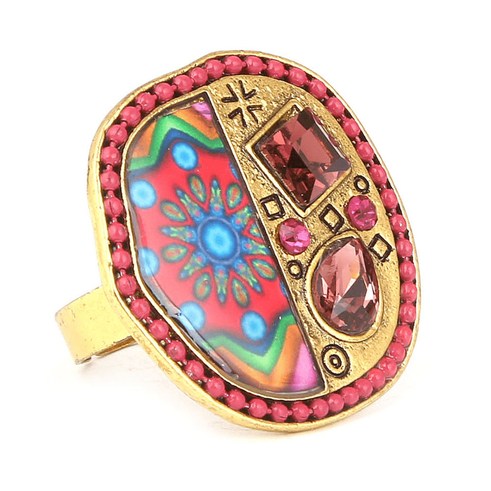 Women's Fancy Stone Ring - Golden - Pink - test-store-for-chase-value