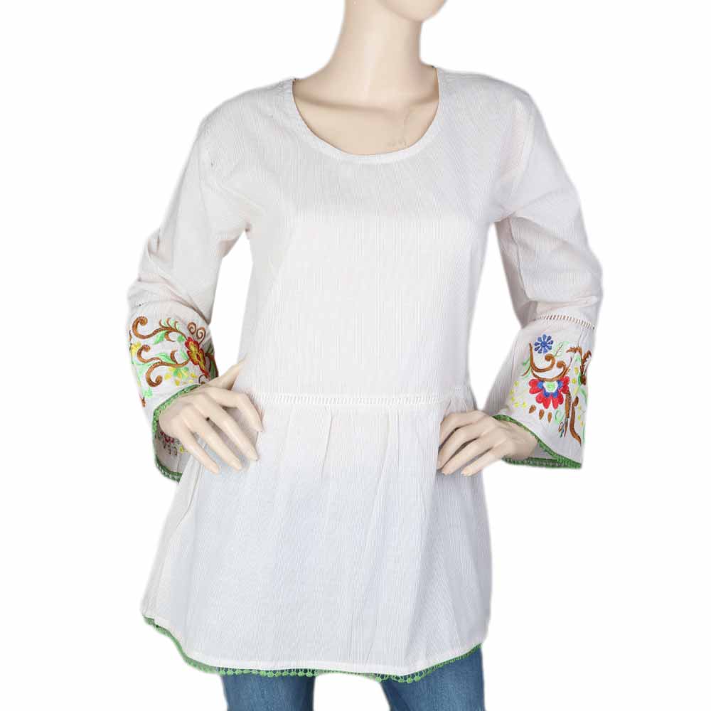 Women's Pleated Western Top - Off White, Women's Fashion, Chase Value, Chase Value