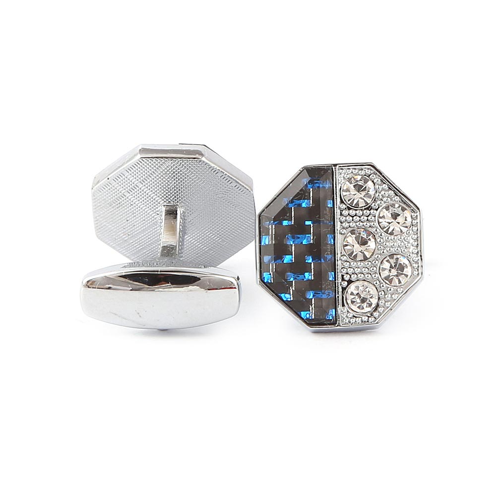 Men's Cufflinks - Silver & Blue, Men, Cufflinks, Chase Value, Chase Value