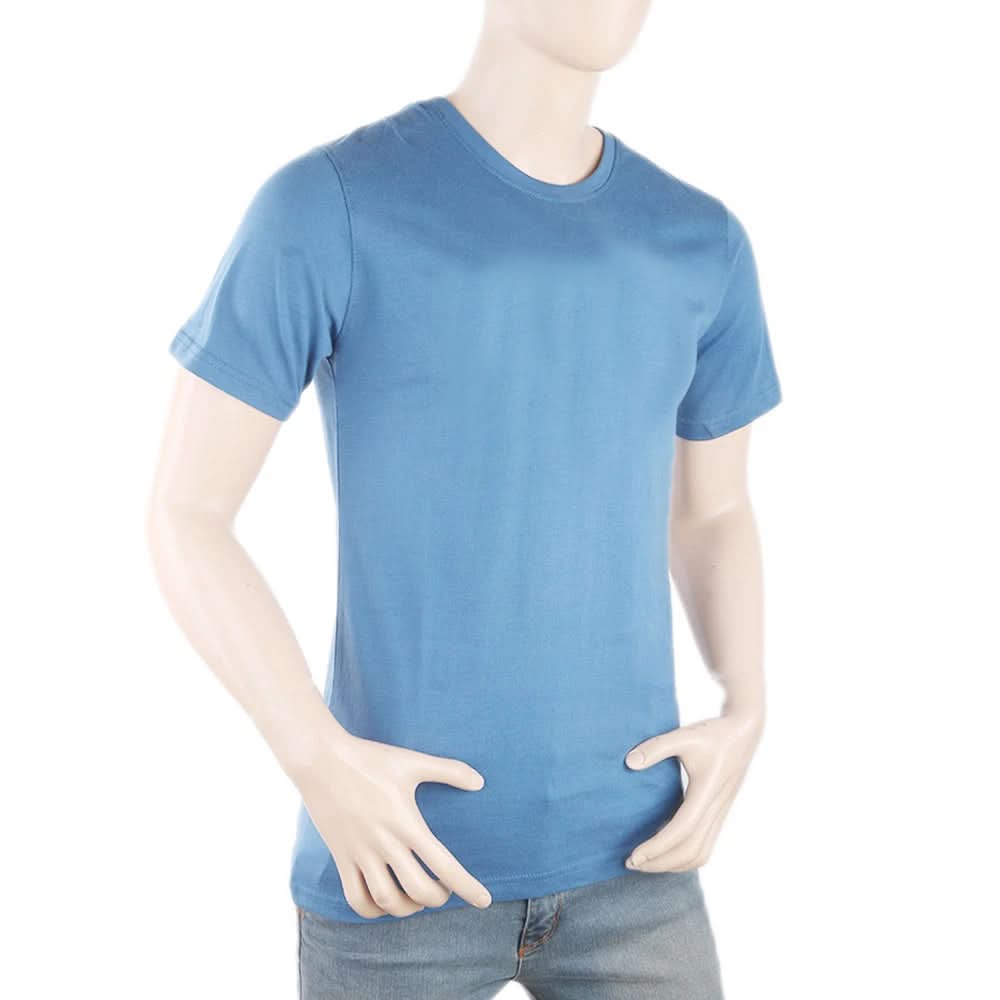 Men's Round Neck Half Sleeves T-Shirt - Steel Blue, Men, T-Shirts And Polos, Chase Value, Chase Value