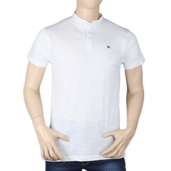 Men's Eminent Band Collar T-Shirt - White, Men, T-Shirts And Polos, Chase Value, Chase Value