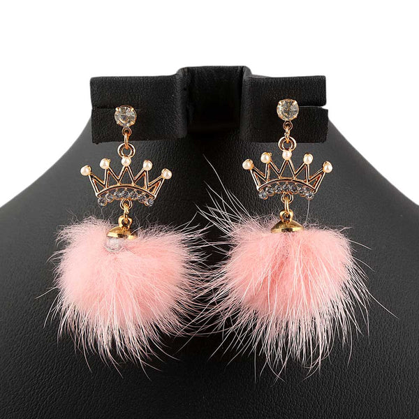 Women's Fur Earrings - Pink - test-store-for-chase-value