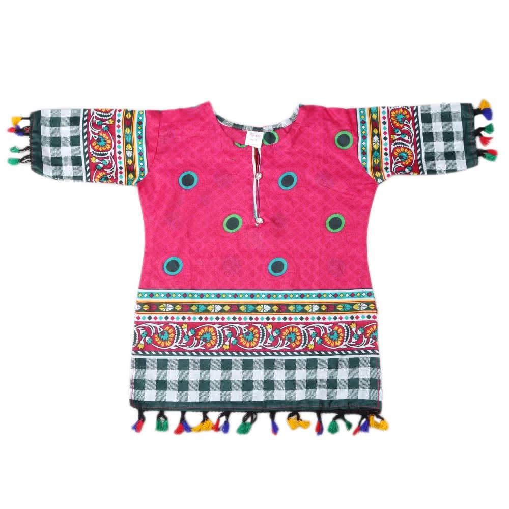 Girls Lawn Printed Kurti - Dark Pink, Kids, Girls Kurti, Chase Value, Chase Value