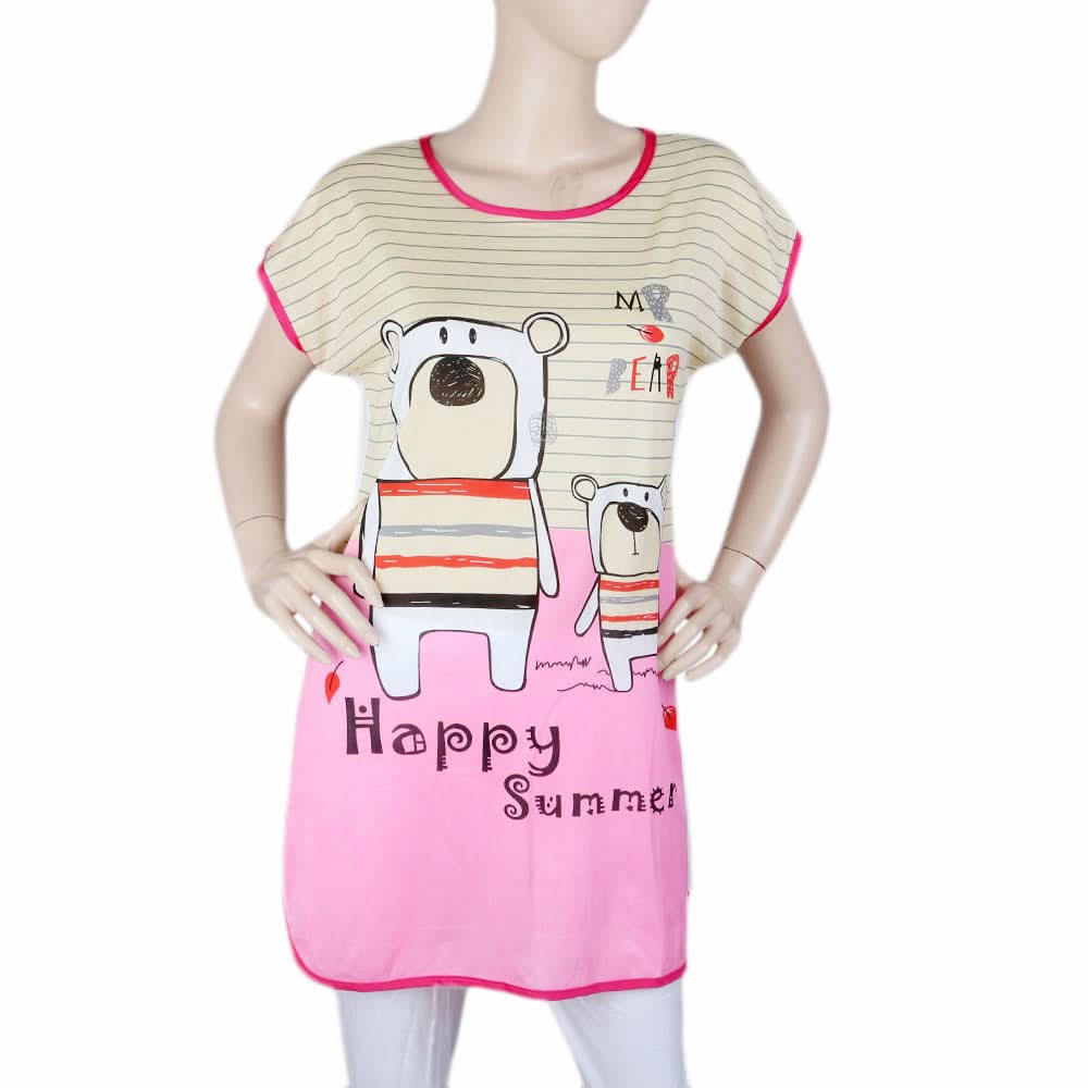 Women's Night T Shirt - Fawn, Women, Night Suit, Chase Value, Chase Value