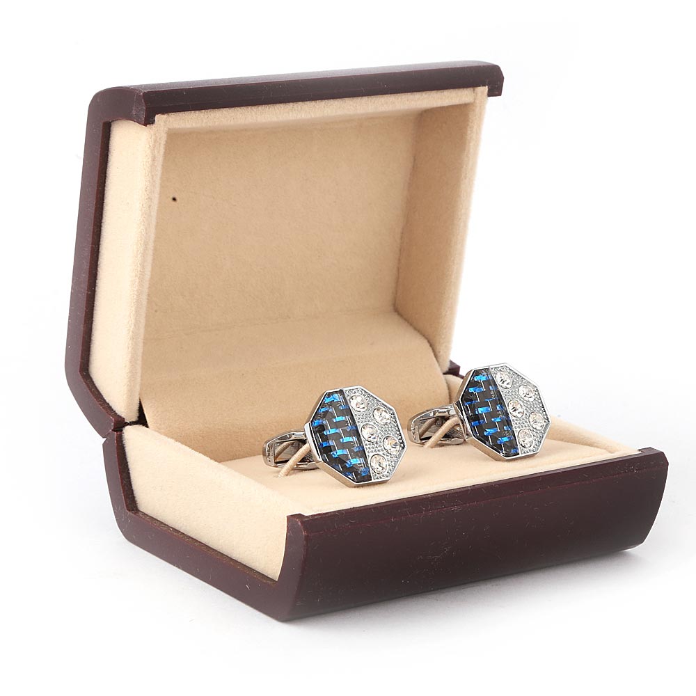 Men's Cufflinks - Silver & Blue, Men, Cufflinks, Chase Value, Chase Value