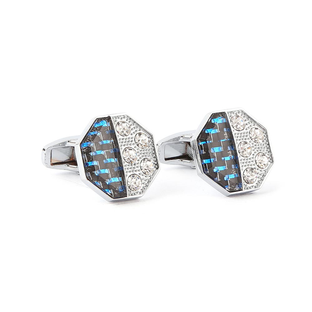 Men's Cufflinks - Silver & Blue, Men, Cufflinks, Chase Value, Chase Value