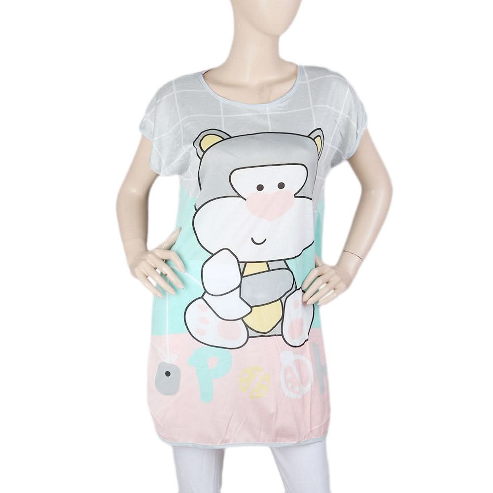Women's Night T Shirt - Grey, Women, Night Suit, Chase Value, Chase Value