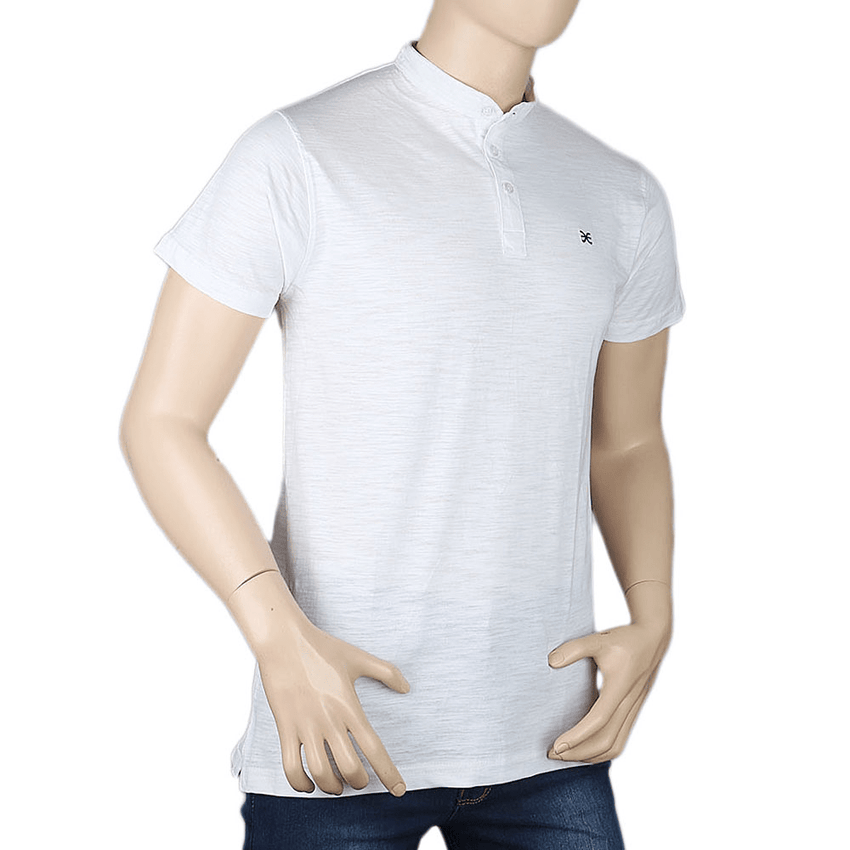 Men's Eminent Band Collar T-Shirt - White, Men, T-Shirts And Polos, Chase Value, Chase Value