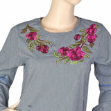 Women's Embroidered Check Top - Black & Green, Women, T-Shirts And Tops, Chase Value, Chase Value