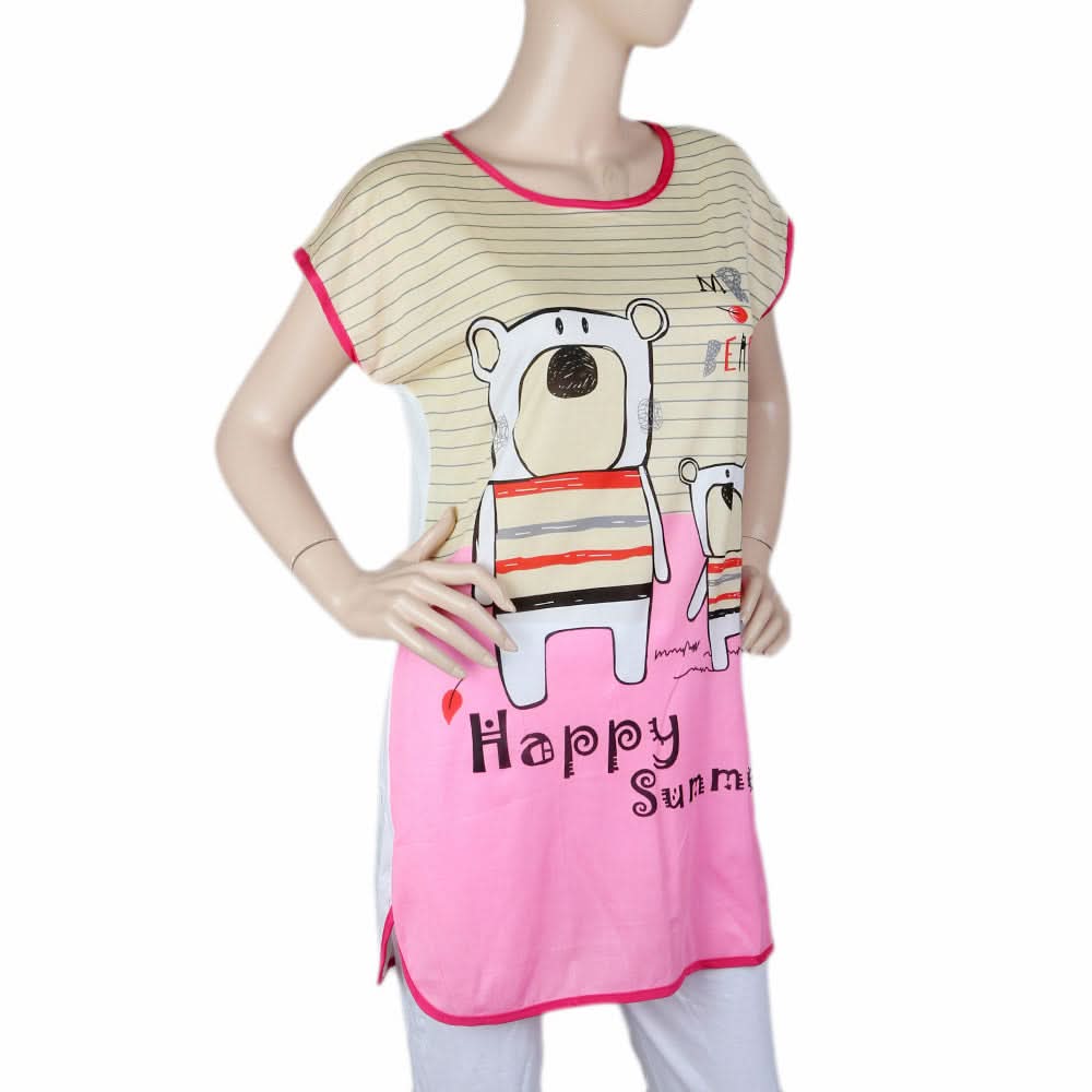 Women's Night T Shirt - Fawn, Women, Night Suit, Chase Value, Chase Value