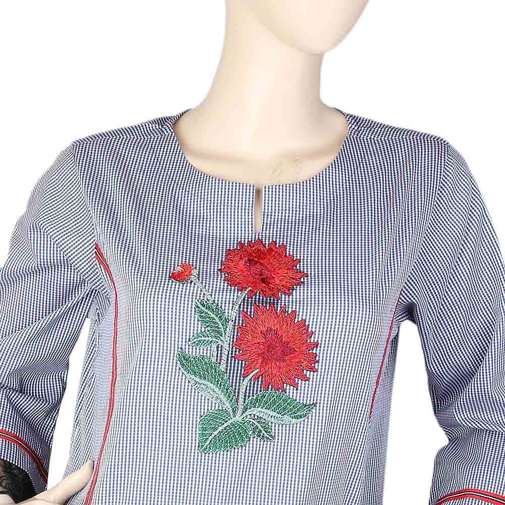 Women's Embroidered Kurti - Dark Blue, Women, Ready Kurtis, Chase Value, Chase Value