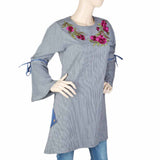 Women's Embroidered Check Top - Black & Green, Women, T-Shirts And Tops, Chase Value, Chase Value