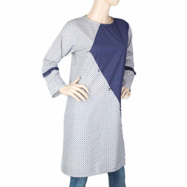 Women's Cotton Kurti - Navy Blue & Grey, Women's Fashion, Chase Value, Chase Value
