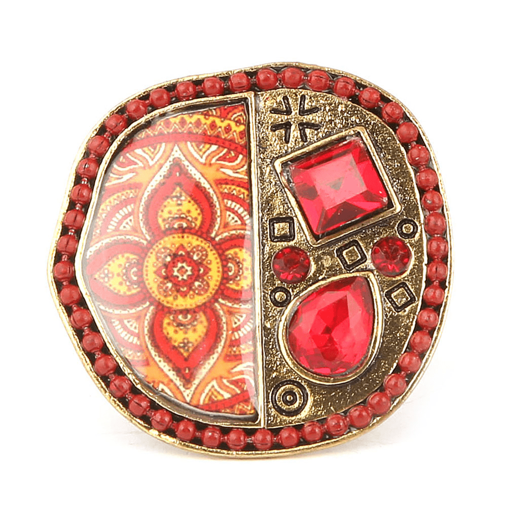 Women's Fancy Stone Ring - Golden - Red - test-store-for-chase-value
