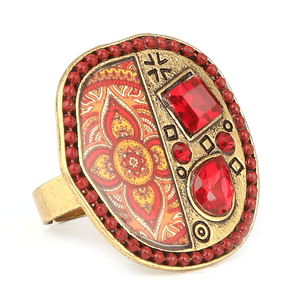 Women's Fancy Stone Ring - Golden - Red - test-store-for-chase-value