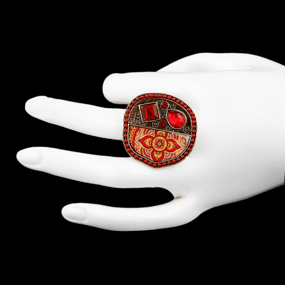 Women's Fancy Stone Ring - Golden - Red - test-store-for-chase-value