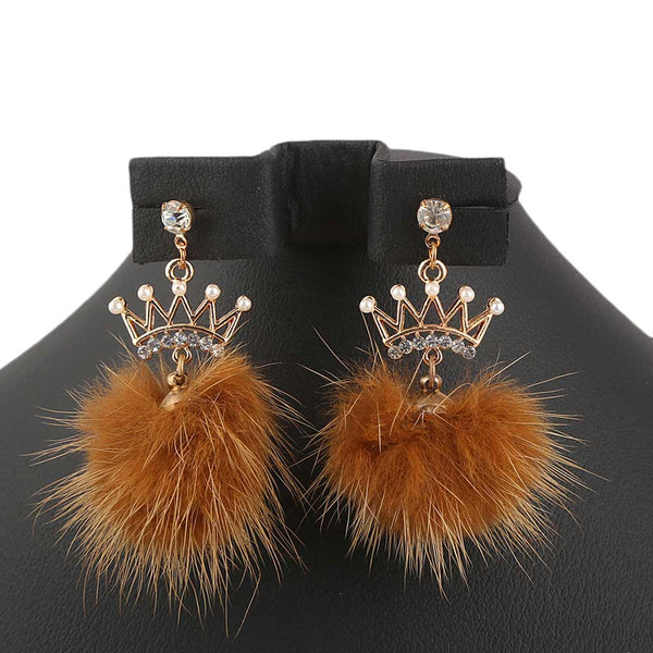 Women's Fur Earrings - Brown - test-store-for-chase-value